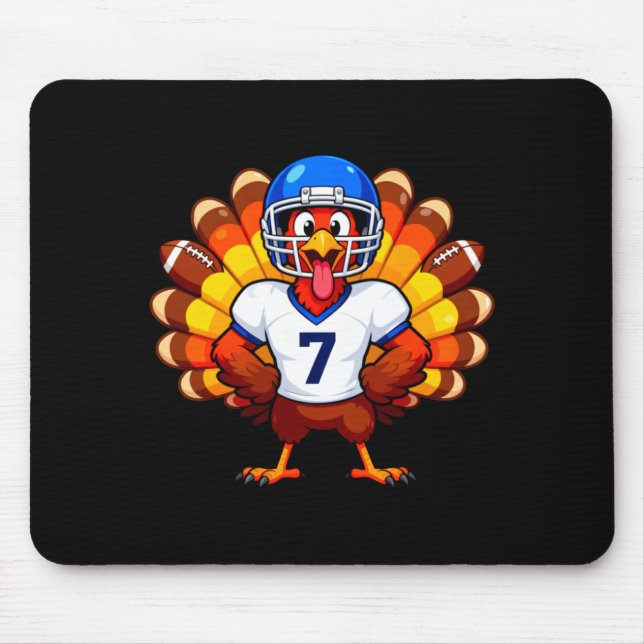 Number 7 Funny Thanksgiving Football Turkey Men Wo Mouse Mat (Front)