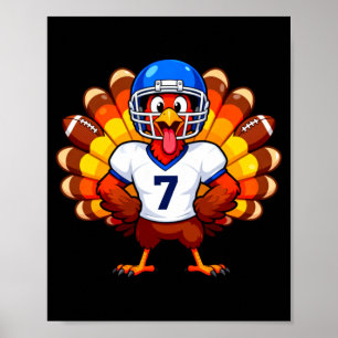 Number 7 Funny Thanksgiving Football Turkey Men Wo Poster