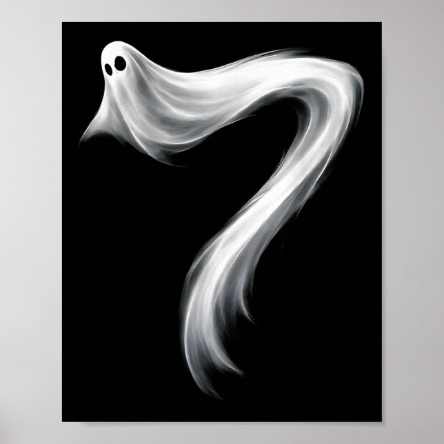 Number 7 Ghost Funny Six Seven 67 Halloween Meme  Poster (Front)
