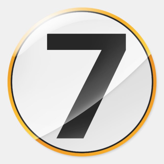 Number 7 gold classic round sticker (Front)
