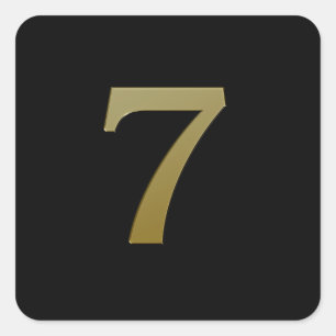 Number 7 gold square sticker