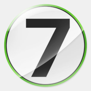 Number 7 green classic round sticker