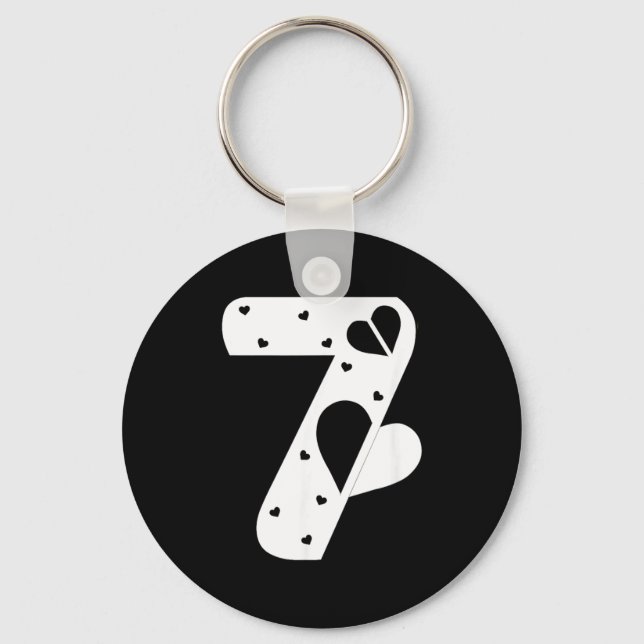 Number 7 Hearts Love 67 Couple Matching Christmas  Key Ring (Front)