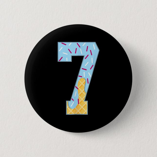 Number 7 Ice Cream Drip 67 Meme Couple Halloween C 6 Cm Round Badge (Front)