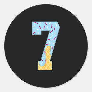 Number 7 Ice Cream Drip 67 Meme Couple Halloween C Classic Round Sticker