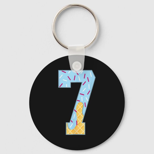 Number 7 Ice Cream Drip 67 Meme Couple Halloween C Key Ring (Front)