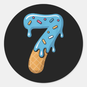 Number 7 Ice Cream Drip 67 Meme Couple Matching Ha Classic Round Sticker