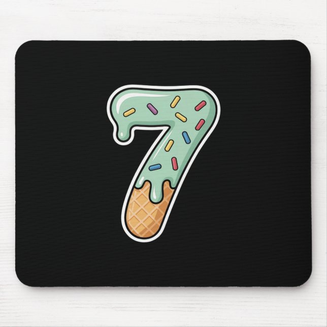 Number 7 Ice Cream Drip Six Seven 67 Meme 7th Birt Mouse Mat (Front)
