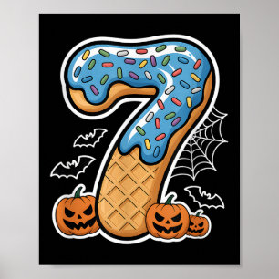 Number 7 Ice Cream Seven Halloween Pumpkin Men Wom Poster