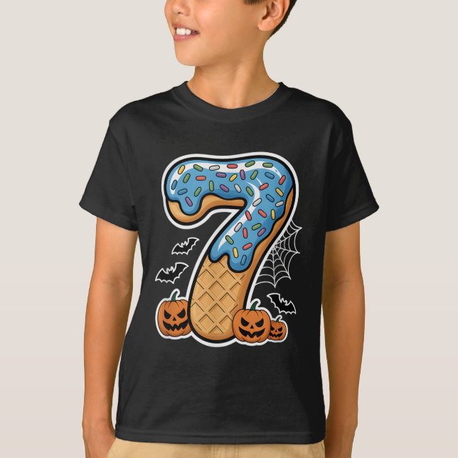 Number 7 Ice Cream Seven Halloween Pumpkin Men Wom T-Shirt (Front)