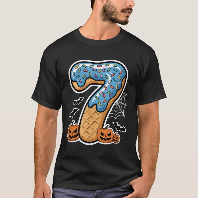 Number 7 Ice Cream Seven Halloween Pumpkin Men Wom T-Shirt (Front)