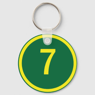 number 7 in a circle key ring