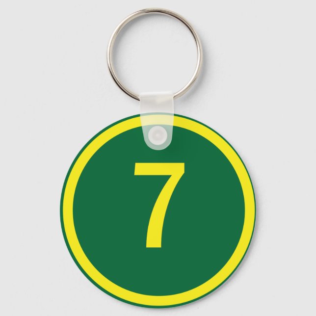 number 7 in a circle key ring (Front)