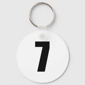 number 7 in black on white button keychain