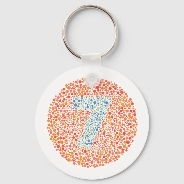 Number 7 Ishihara Test Circle Key Ring (Front)