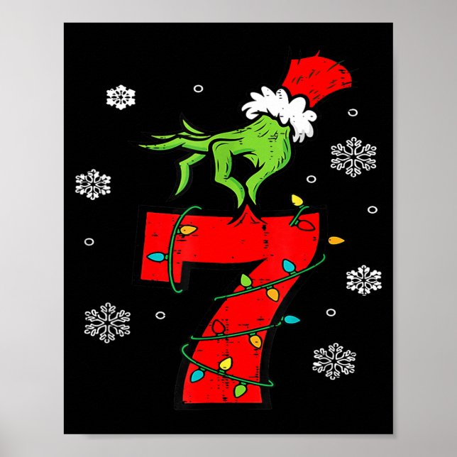 Number 7 Matching 67 Meme 6 7 Christmas Boys Youth Poster (Front)