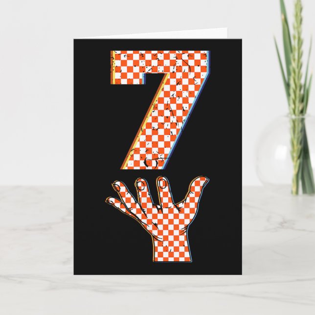 Number 7 Matching 67 Meme Checkered Halloween Cost Card (Front)