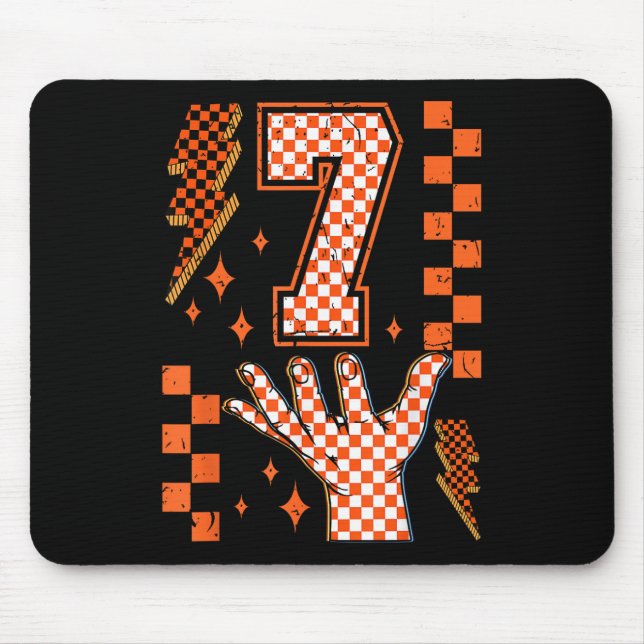 Number 7 Matching 67 Meme Checkered Halloween Cost Mouse Mat (Front)