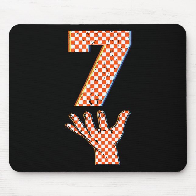 Number 7 Matching 67 Meme Checkered Halloween Cost Mouse Mat (Front)