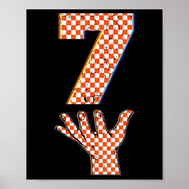 Number 7 Matching 67 Meme Checkered Halloween Cost Poster (Front)