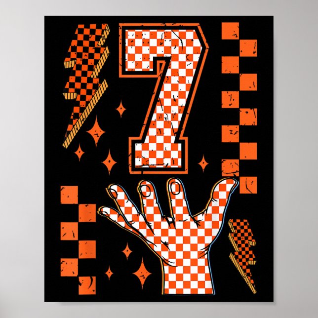 Number 7 Matching 67 Meme Checkered Halloween Cost Poster (Front)