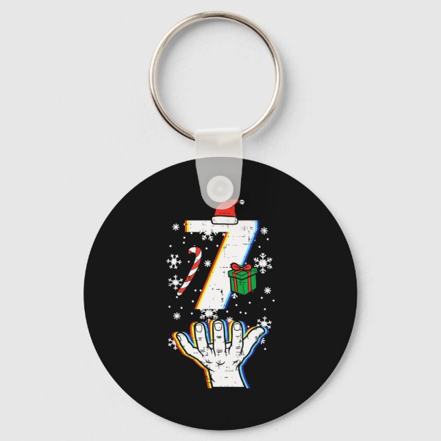 Number 7 Matching 67 Meme Christmas 6 7 Xmas Men W Key Ring (Front)