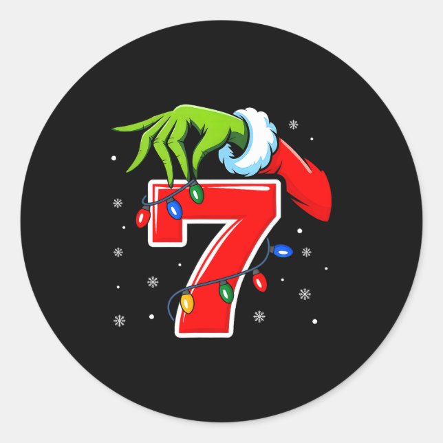 Number 7 Matching 67 Meme Christmas Elf Hand Boys  Classic Round Sticker (Front)