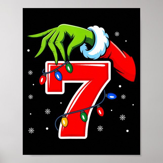 Number 7 Matching 67 Meme Christmas Elf Hand Boys  Poster (Front)