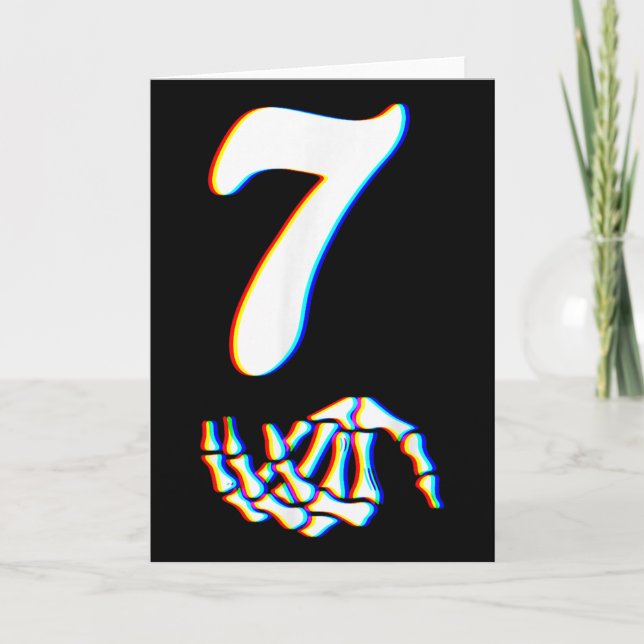 Number 7 Matching 67 Meme Skeleton Hand Halloween  Card (Front)