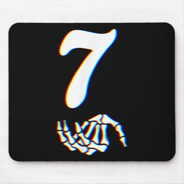 Number 7 Matching 67 Meme Skeleton Hand Halloween  Mouse Mat (Front)