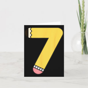 Number 7 Pencil Back to School 7th Birthday Card