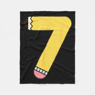 Number 7 Pencil Back to School 7th Birthday Fleece Blanket