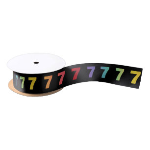Number 7 Rainbow Colours Ribbon Satin Ribbon