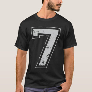 Number 7 Seven Grey Jersey Sports Athletic Player T-Shirt
