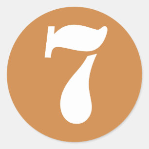 Number 7 Seven Peru Gold Stencil Numbers by Janz Classic Round Sticker