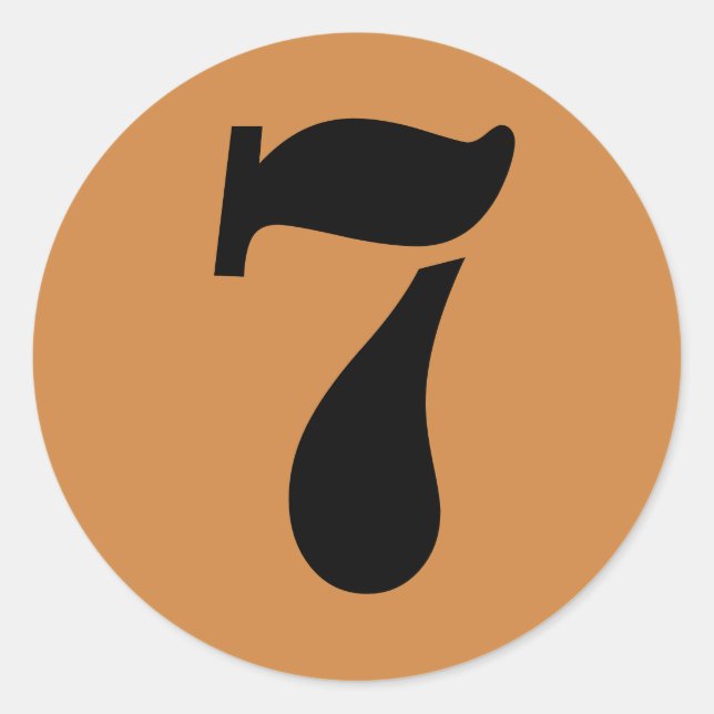 Number 7 Seven Peru Gold Stencil Numbers by Janz Classic Round Sticker (Front)