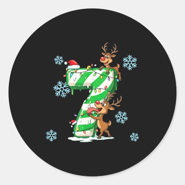 Number 7 Six Seven Gen Z Alpha Slang Ugly Christma Classic Round Sticker (Front)