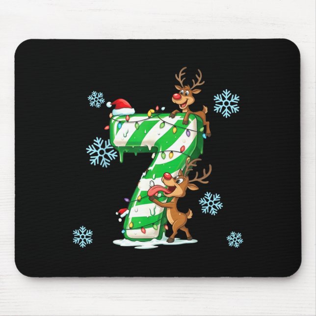 Number 7 Six Seven Gen Z Alpha Slang Ugly Christma Mouse Mat (Front)