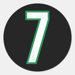 Number #7 Sport White Green Number Classic Round Sticker