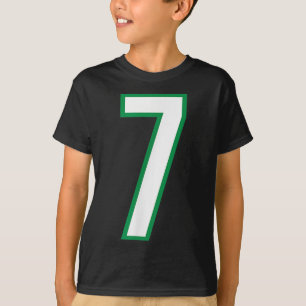 Number #7 Sport White Green Number  T-Shirt