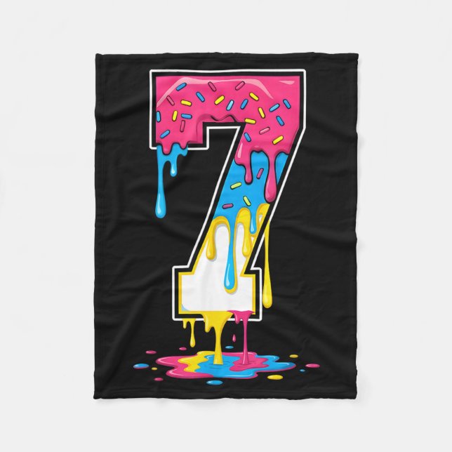 Number 7 Team Srts Ice Cream Drip Matching Varsity Fleece Blanket (Front)