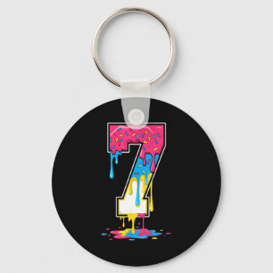 Number 7 Team Srts Ice Cream Drip Matching Varsity Key Ring