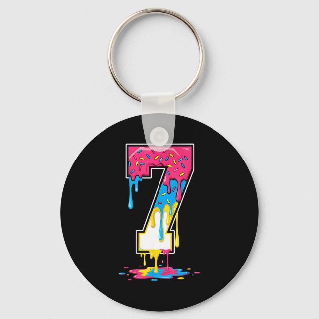 Number 7 Team Srts Ice Cream Drip Matching Varsity Key Ring (Front)
