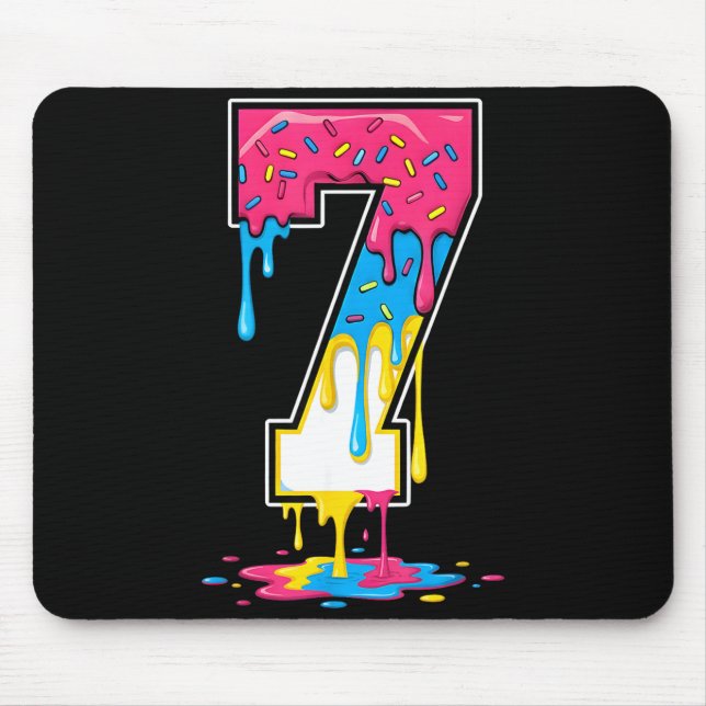 Number 7 Team Srts Ice Cream Drip Matching Varsity Mouse Mat (Front)