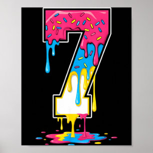 Number 7 Team Srts Ice Cream Drip Matching Varsity Poster
