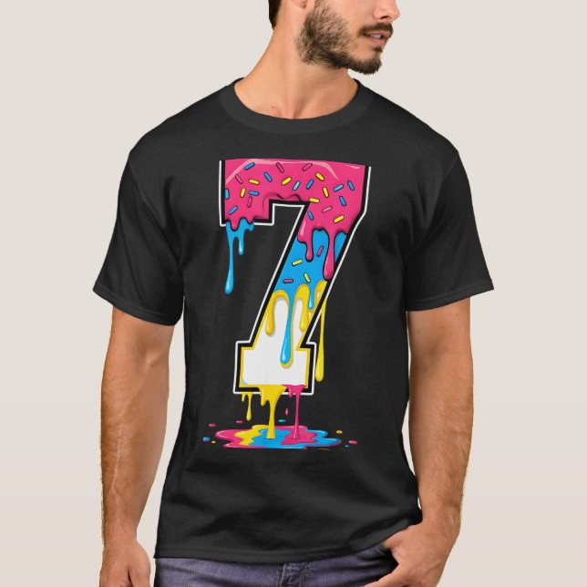 Number 7 Team Srts Ice Cream Drip Matching Varsity T-Shirt (Front)