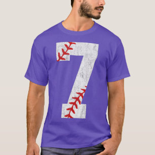 Number #7 Vintage 7th Birthday Baseball Lover 7 Ye T-Shirt