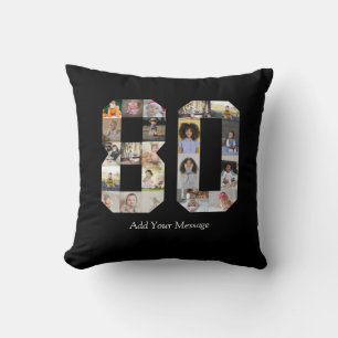 Number 80 Photo Collage Cushion