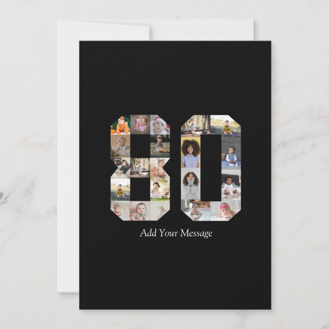 Number 80 Photo Collage Holiday Card (Front)