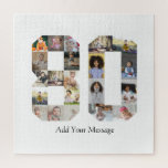 Number 80 Photo Collage Jigsaw Puzzle<br><div class="desc">This customisable product is where photos are arranged to form the shape of a number. It is often used for milestone celebrations like birthdays, anniversaries, or achievements, allowing users to showcase memorable images within a single, eye-catching display. The designs typically offer spaces for various photo sizes and orientations, ensuring a...</div>